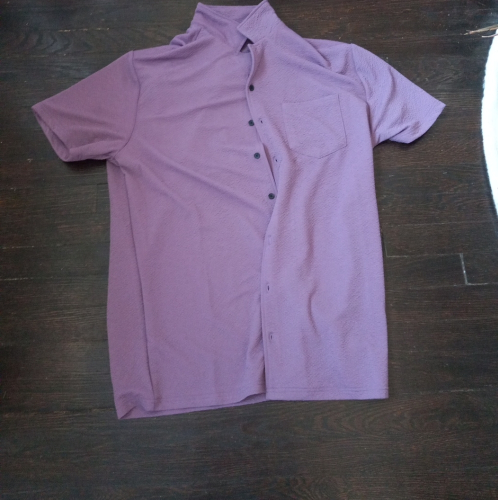 Negative Space Mens Casual Button Up Shirt Size Large Color Purple Side Pockets - Picture 1 of 7